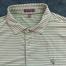 Peter Millar Summer Comfort Polo Green Striped Golf Shirt Large picture