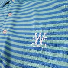 Peter Millar Men's Polo Golf Summer Comfort Large Blue Green Striped Whitemarsh picture