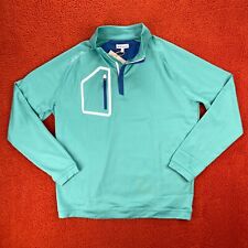 PETER MILLAR Mens LARGE Forge Performance Quarter-Zip Pullover Billiard Teal NEW picture