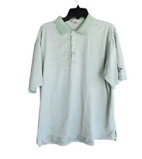 Peter Millar Men's Golf Polo Shirt Size Large Green Striped picture