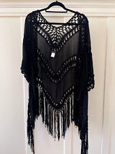 Stevie Nicks/Daisy Jones Venus black boho hippie crochet fringe cover up picture
