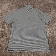 Peter Millar Polo Shirt Mens Large Green Blue Striped Cotton Golf Golfer picture