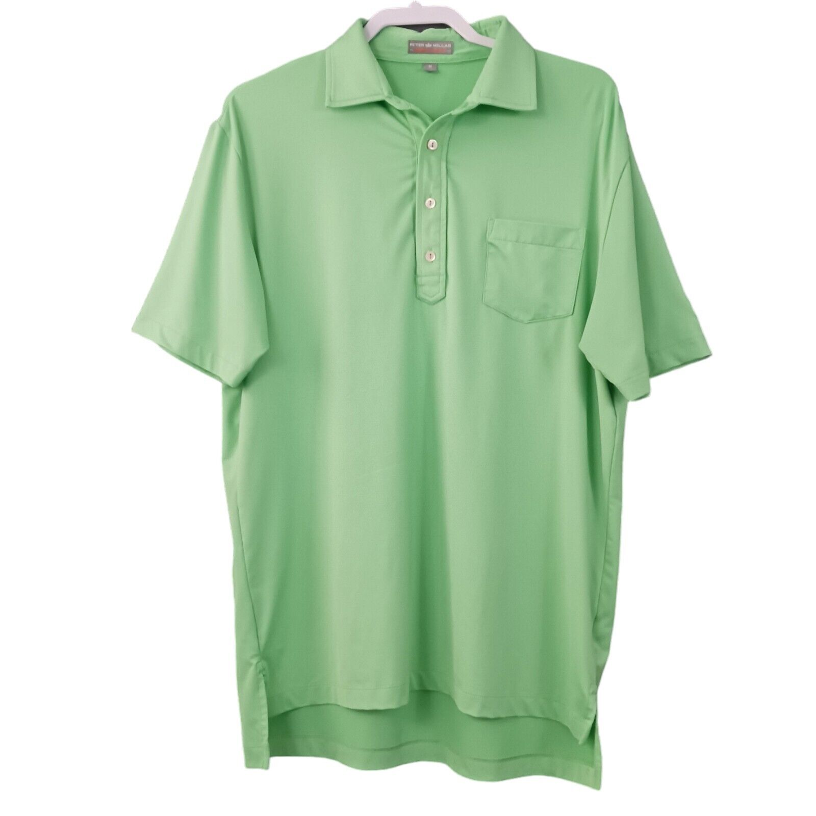 Peter Millar Polo Shirt Mens Medium Summer Comfort Green Pocket Performance 