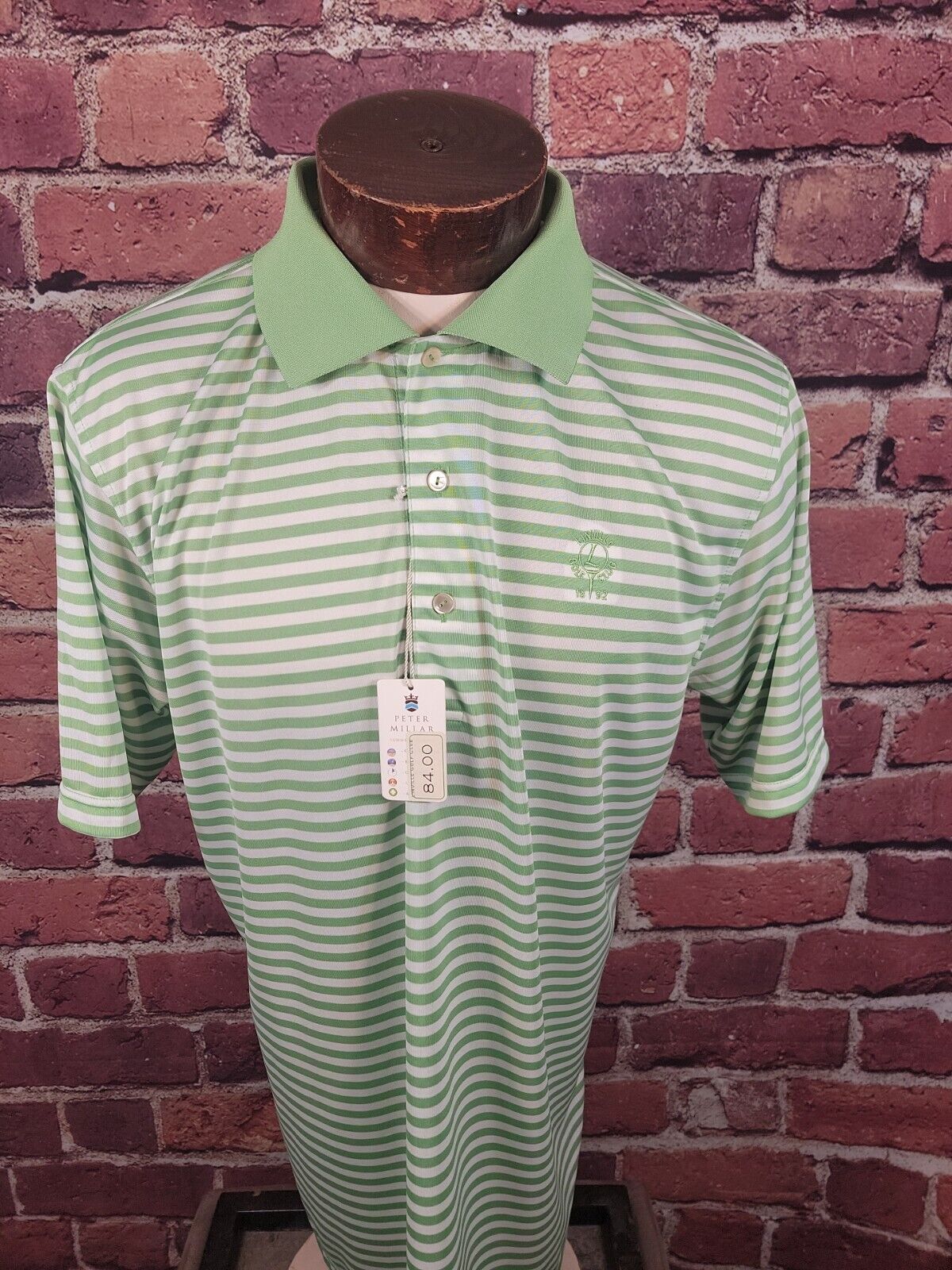 Peter Millar Summer Comfort Men\'s XL Green White Short Sleeve Golf  Shirt New 🛺