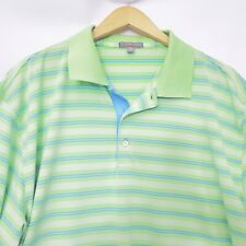 Peter Millar Summer Comfort Polo Shirt XL Lime Green Blue Striped Golf SBR Logo picture