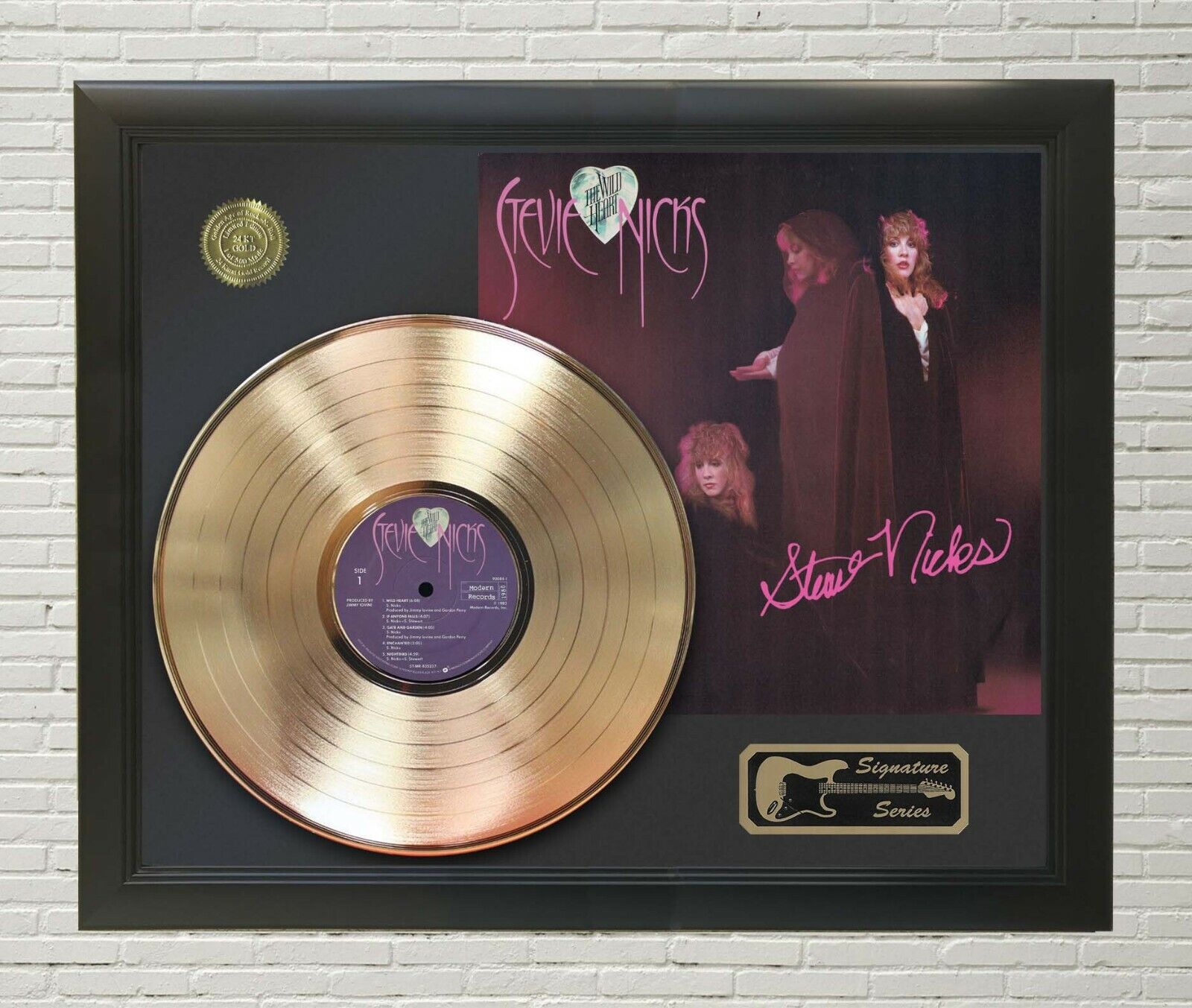 Stevie Nicks Framed Black wood Reproduction Signature Gold LP Display 