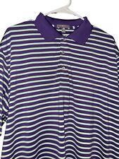 Peter Millar Summer Comfort Polo Shirt Golf Men's Large Green Purple Striped picture