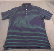Peter Millar Summer Comfort Polo Shirt Extra Large Striped Purple Green Logo picture