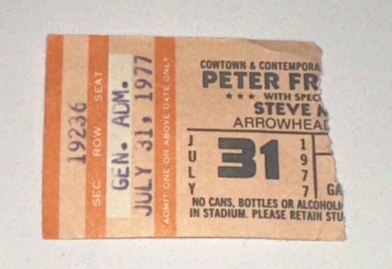 7/31/77 Peter Frampton Stevie Nicks Concert Ticket Stub Aarowhead Stadium KC MO