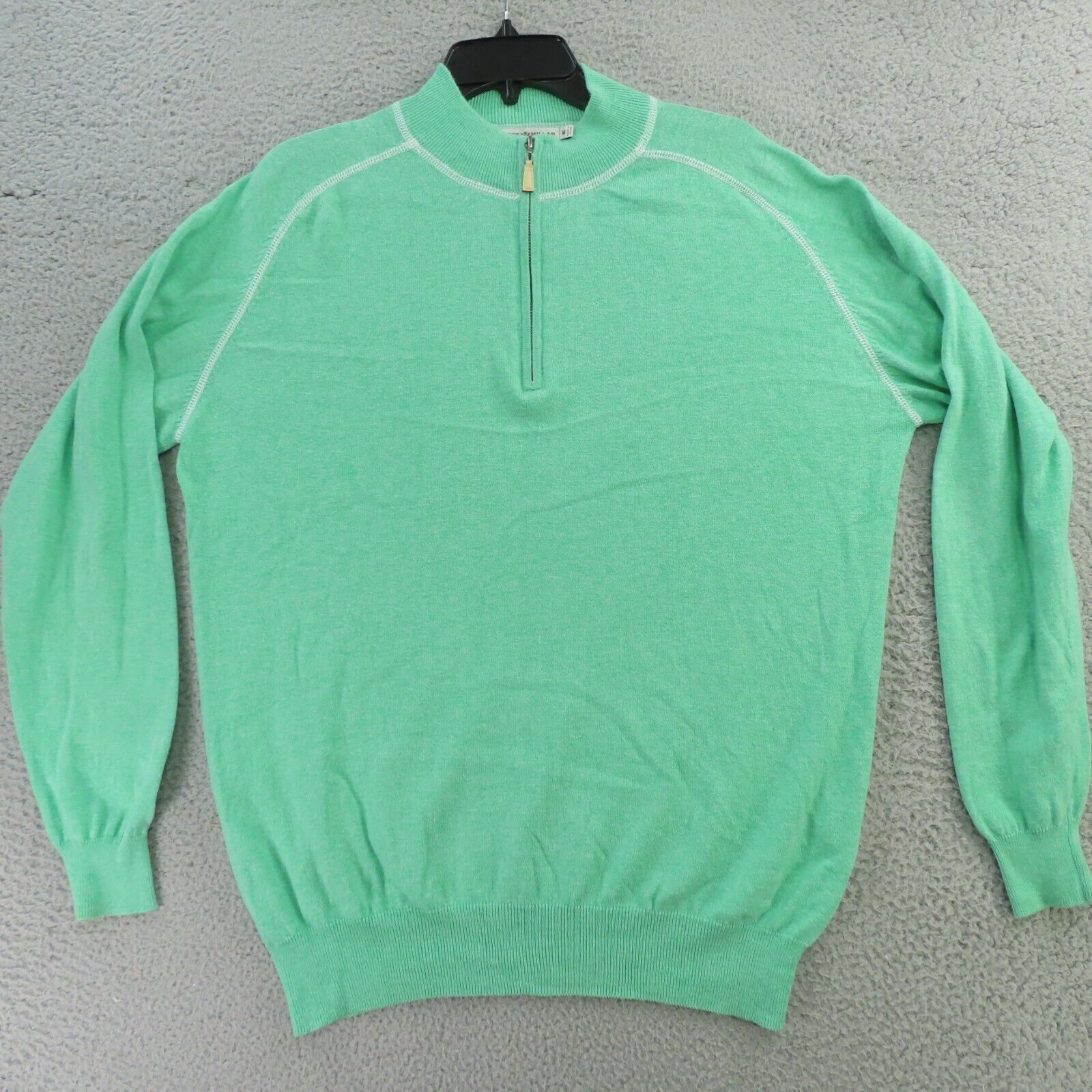 Peter Millar Sweater Mens Medium Green 1/4 Zip Pullover Golf Cotton Cashmere