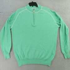 Peter Millar Sweater Mens Medium Green 1/4 Zip Pullover Golf Cotton Cashmere picture