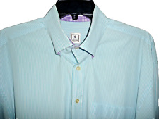Peter Millar Mens Green Stripe Flip Cuff Long Sleeve 100% Cotton Shirt SZ L EUC picture