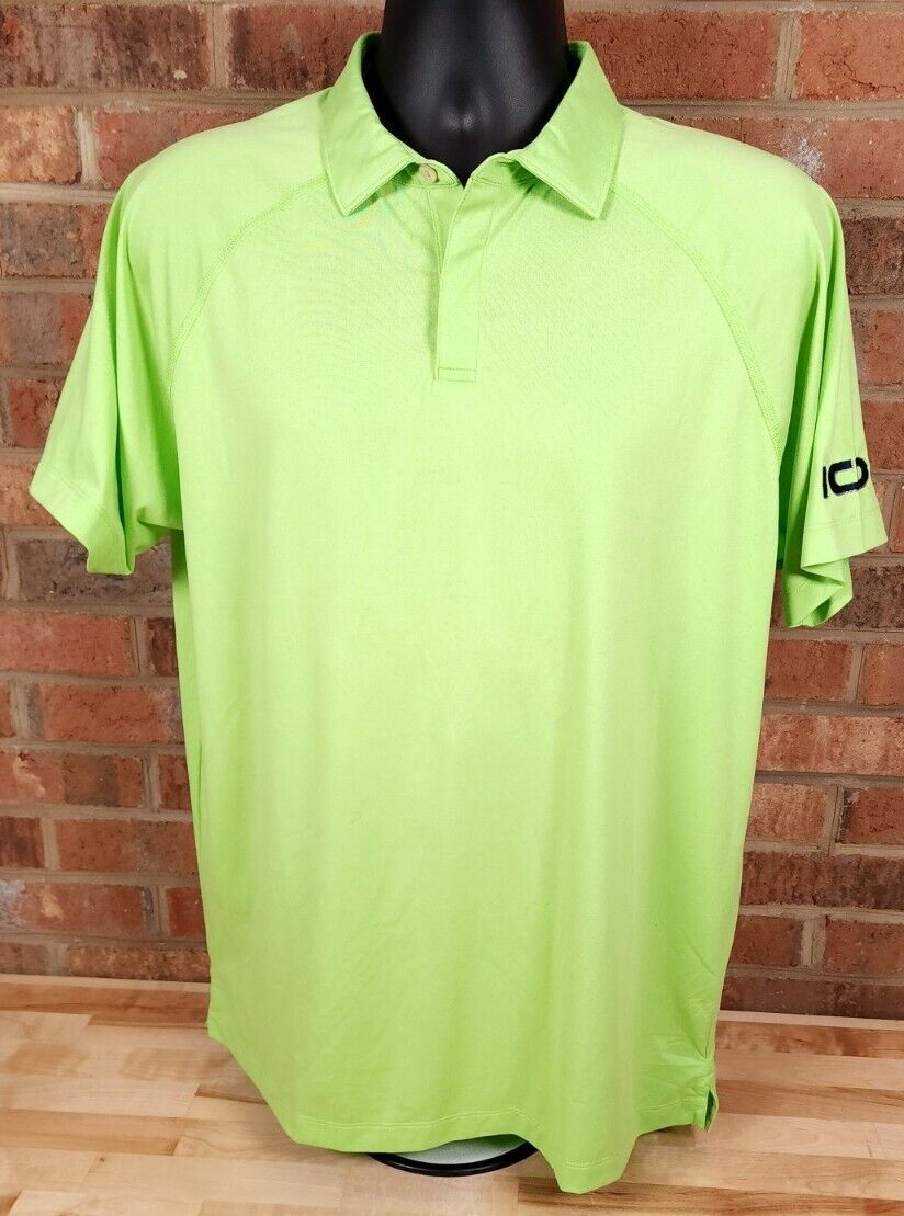 Peter Millar Crown Sport Mens Size Large Polo Shirt UPF 50 Lime Green