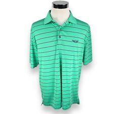 Peter Millar Summer Comfort Polo Shirt Mens Large Olympic Golf Club Green Stripe picture