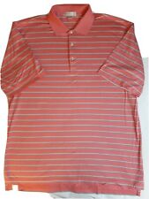 Peter Millar Shirt Mens XL Salmon Blue Green Striped Polo Short Sleeve Preppy picture
