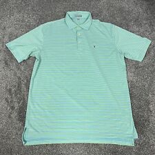 Peter Millar Summer Comfort C.C. Logo Green Striped Golf XL Polo Shirt picture