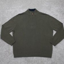 Peter Manning Sweater Mens 2XL XXL Green 1/4 Zip Cotton L/S Pullover Sweatshirt picture