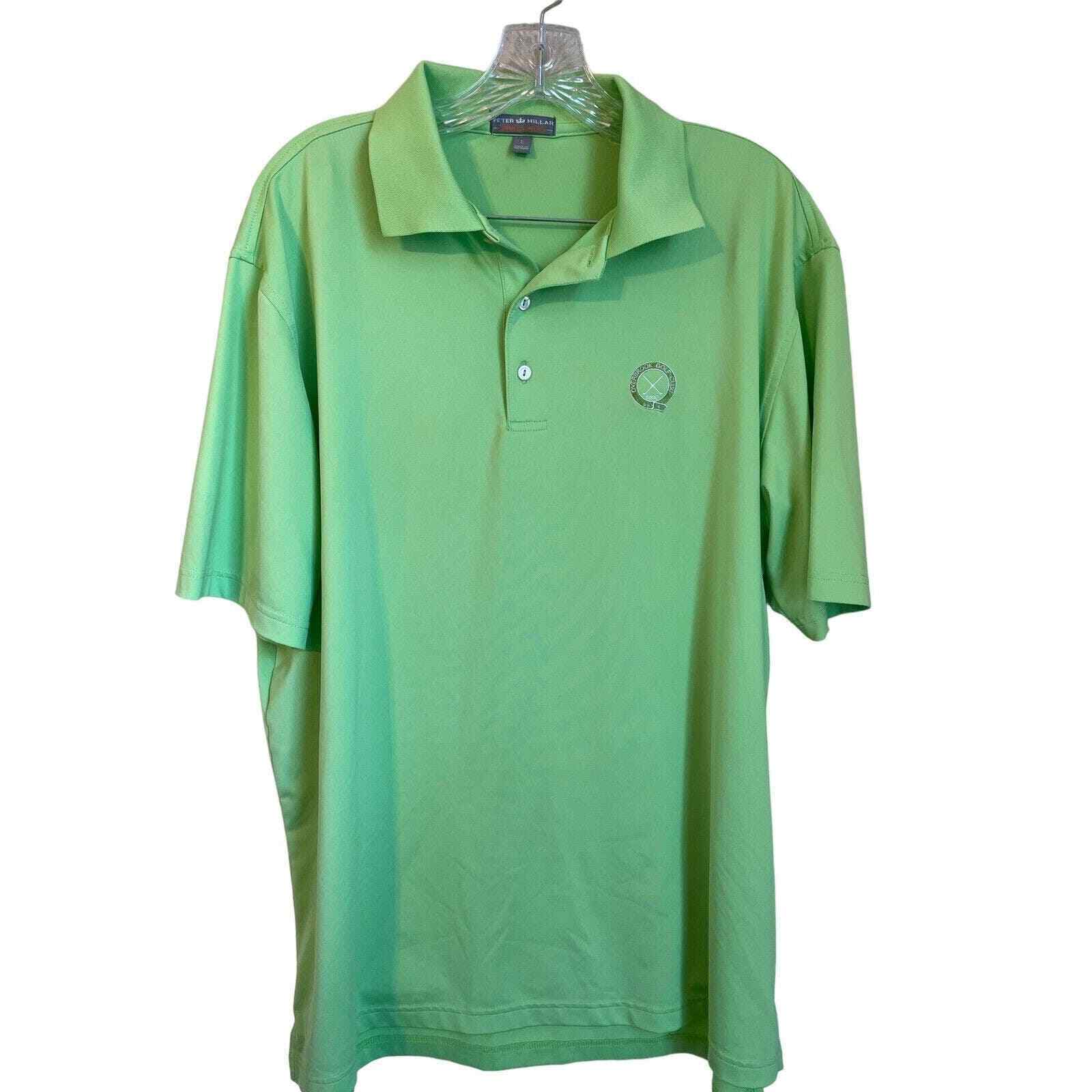 Peter Millar Summer Comfort Lime Green Overbrook Golf Club Polo Size L