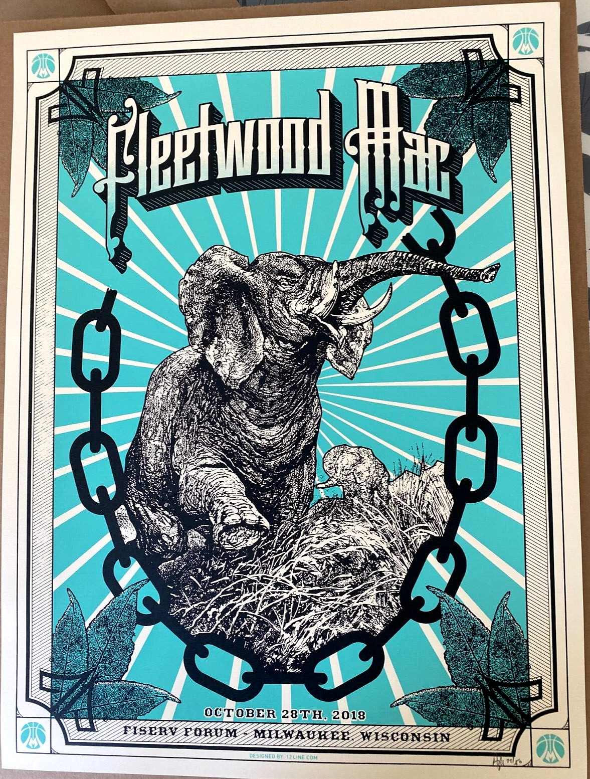 FLEETWOOD MAC Fiserv Milwaukee WI OCT 28th 2018 SIGNED S/N AE #/50 Poster Print