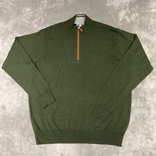 Peter Millar Merino Wool Silk Blend Olive Green 1/4 Zip Golf Sweater XL picture