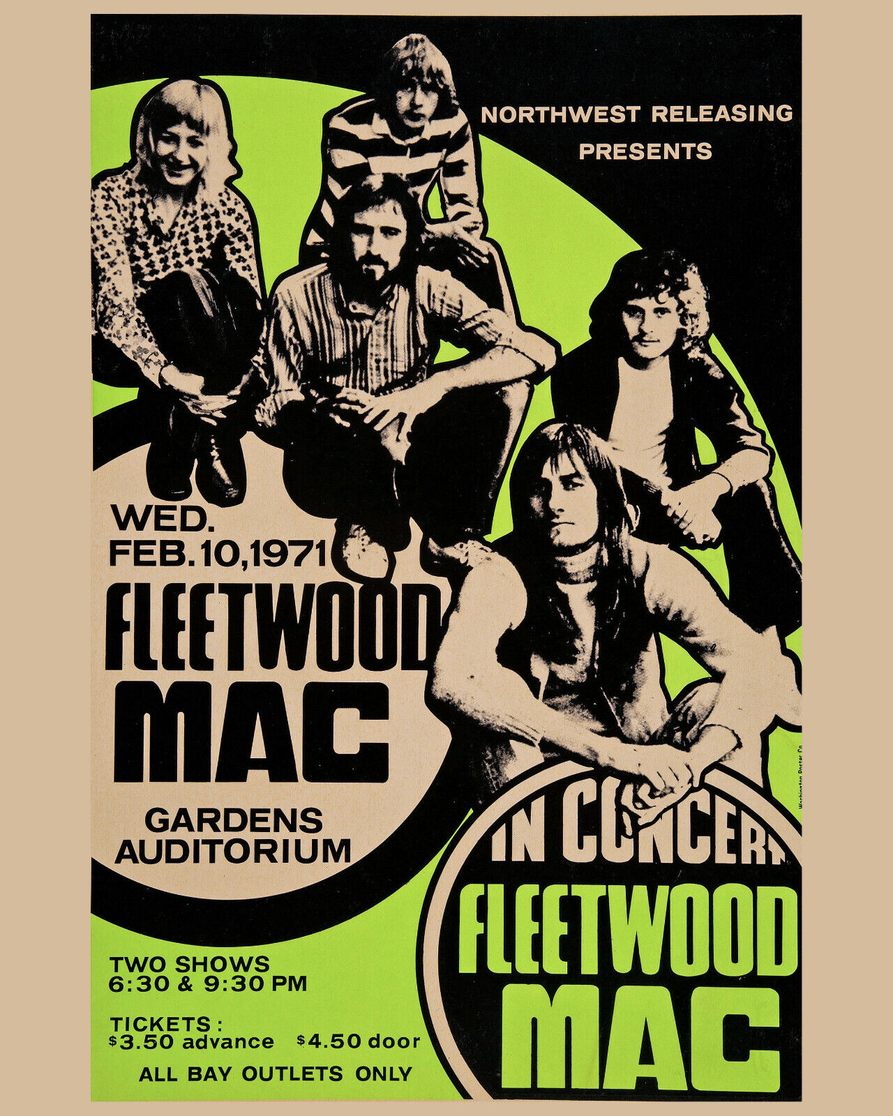 FLEETWOOD MAC 1971 Concert Poster - Wall Art Poster, 8x10 Color Photo