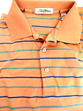 PETER MILLAR GOLF POLO SIZE LARGE STRIPED ORANGE BLUE GREEN -97 picture
