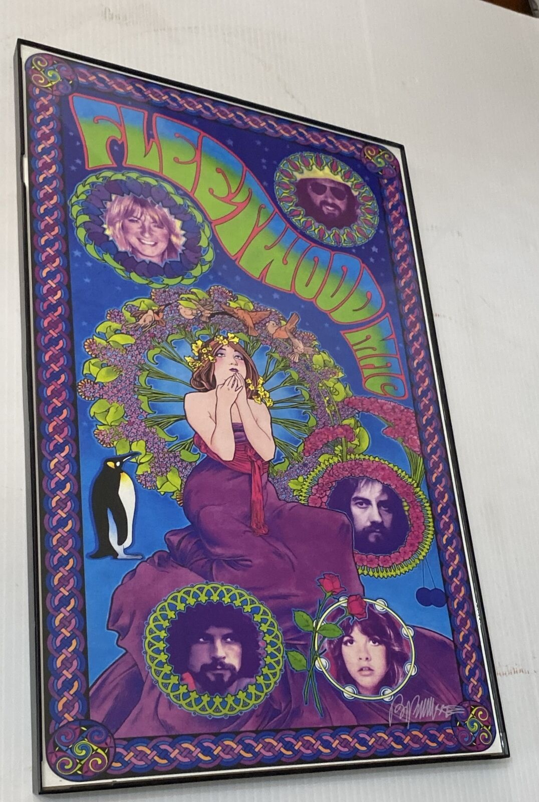 Vintage Fleetwood Mac Artist Signed Poster Framed