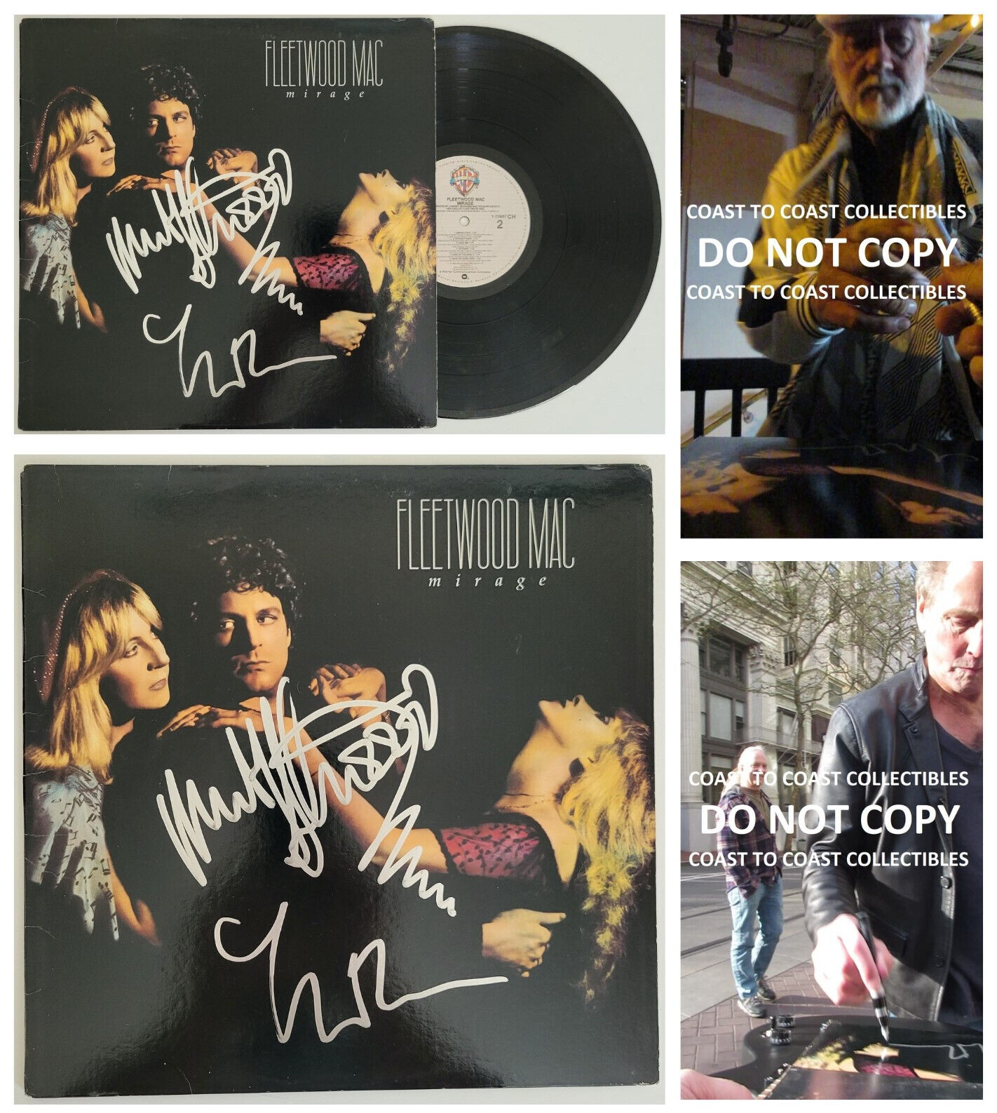 Mick Fleetwood Lindsey Buckingham signed Fleetwood Mac Mirage album vinyl proof