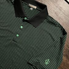 Peter Millar Summer Comfort Men’s Large Short Sleeve Golf Polo Shirt Green Black picture