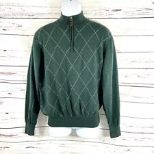 Peter Millar Sweater Mens L Green 1/4 Zip Pullover  100%  Italian Merino Wool picture