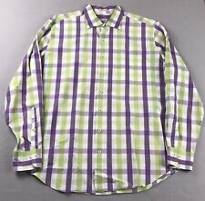 Peter Millar Shirt Mens Large Purple Green Button Up Long Sleeves Weekender Wash picture