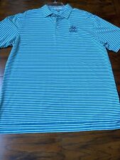 Peter Millar crown crafted  Blue Green Stripes Polo Button Up Shirt  Large Golf picture