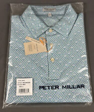 Peter Millar Golf Shirt Polo CS Summer Comfort Mans Manhattan Print Large Green picture