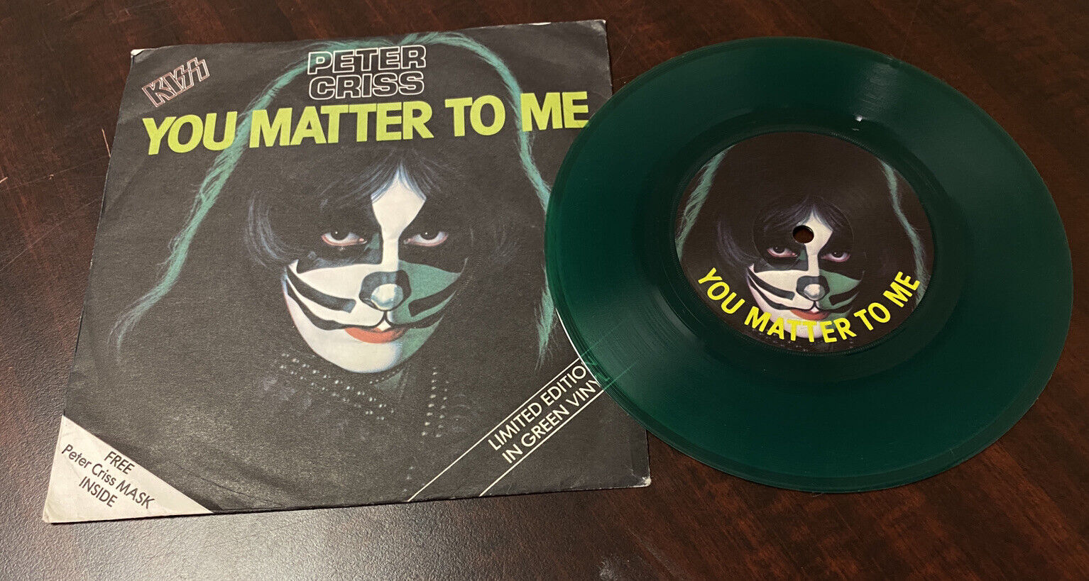 Kiss Aucoin Peter Criss green vinyl no mask 45 original