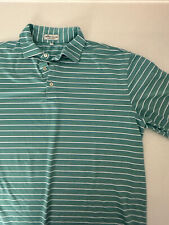 PETER MILLAR green striped summer comfort Polo Golf Shirt Men's L picture