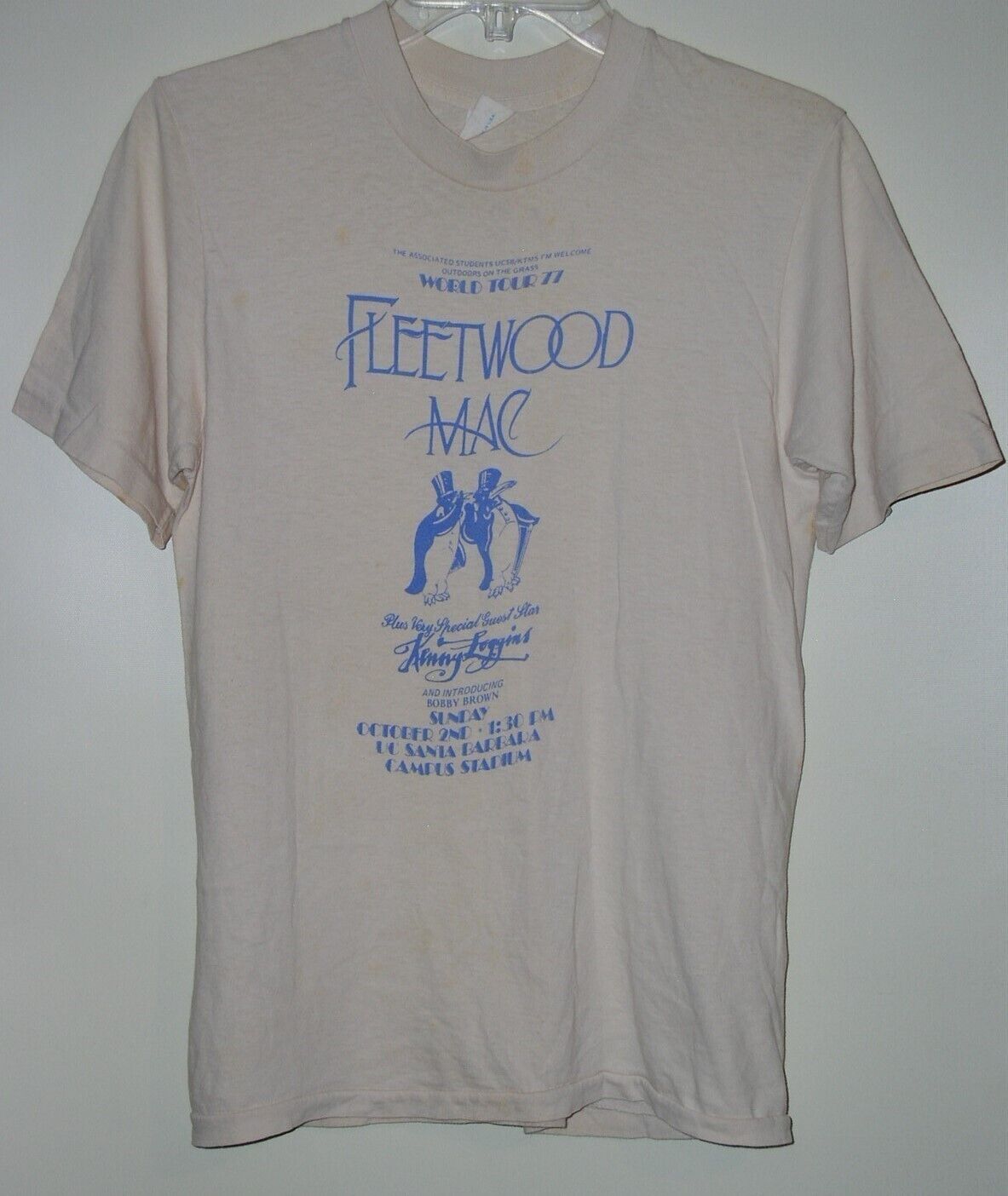 Fleetwood Mac Concert T Shirt Vintage 1977 UCSB Kenny Loggins Bobby Brown Belton