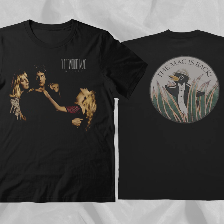 Fleetwood Mac Mirage Tour 90s Rare Retro Style Black Double Sided T-Shirt