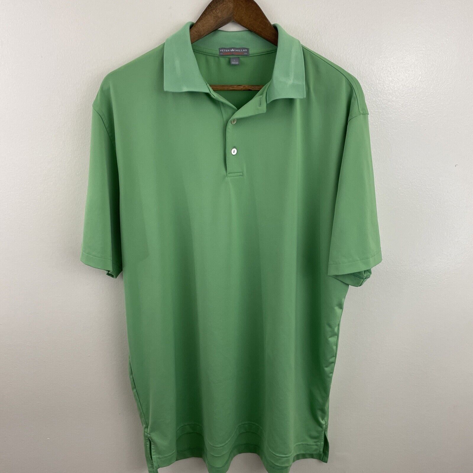 Peter Millar Summer Comfort Polo Shirt Mens L Green Knit Polyester Blend Stretch