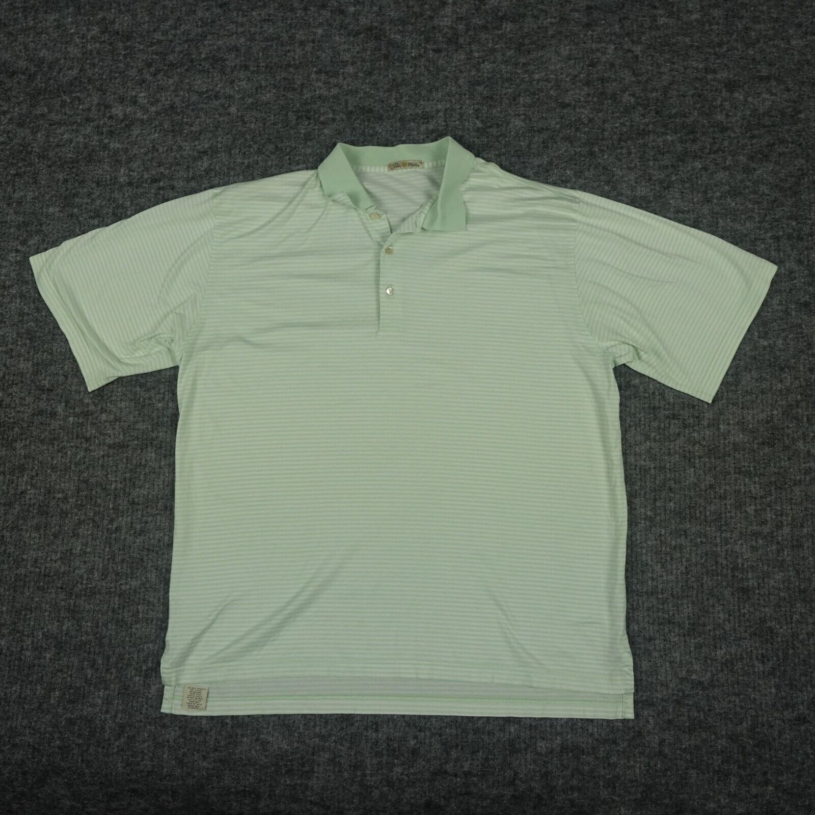 Peter Millar Shirt Mens Extra Large Green Striped Polo Double Mercerized Cotton
