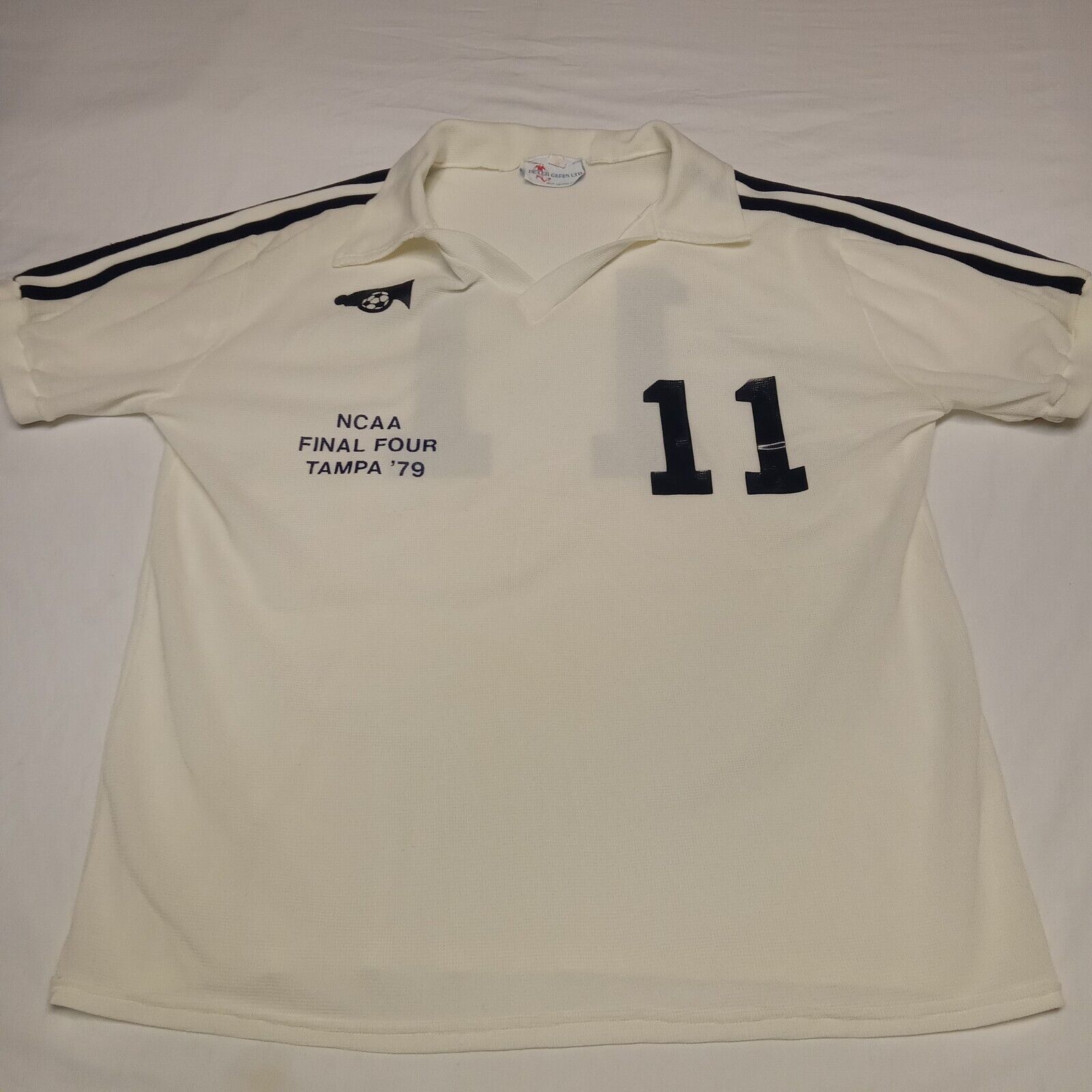 Vintage 70s Peter Green Soccer Jersey NCAA Final 4 Tampa Shirt Mens L White #11 