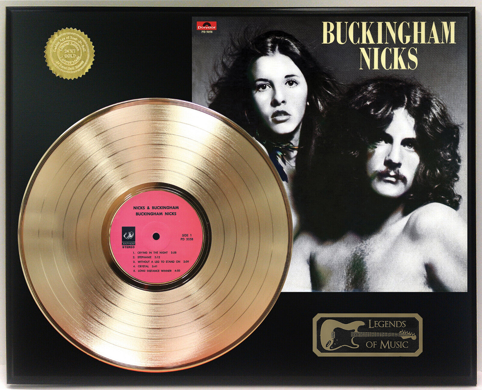 Nicks And Buckingham - Buckingham Nicks Gold LP Record Plaque Display
