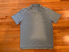 Peter Millar Seaside Wash Polo Shirt Large Green Blue Striped Short Sleeve Golf picture