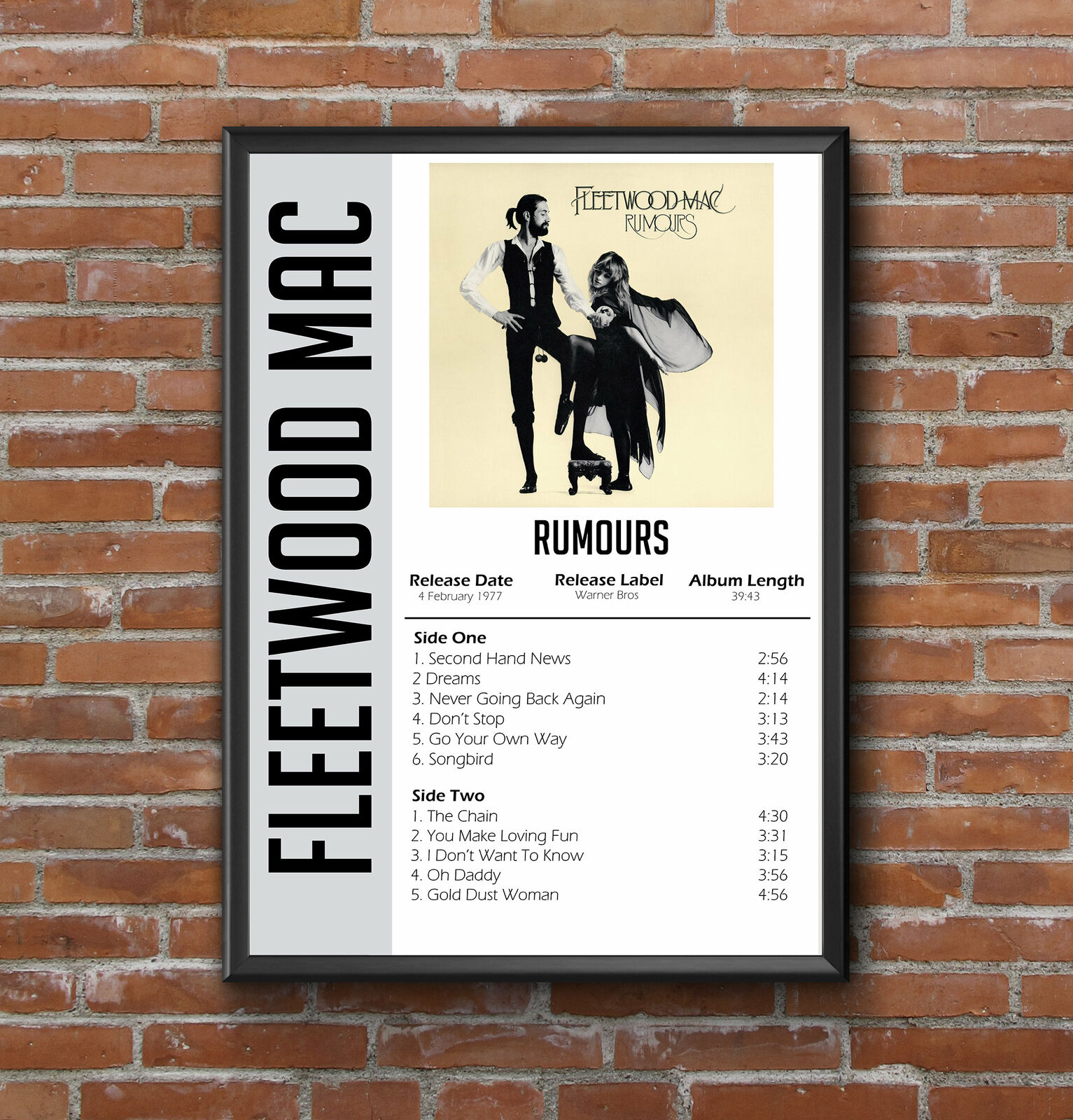 Fleetwood Mac - Rumours Inspired Album Cover Poster Print Great Music Fan Gift
