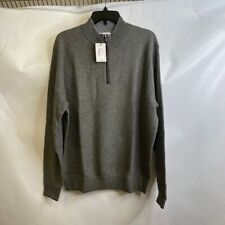 PETER MILLAR Mill Wool Quarter Zip Sweater Men's Size L Olive Branch picture