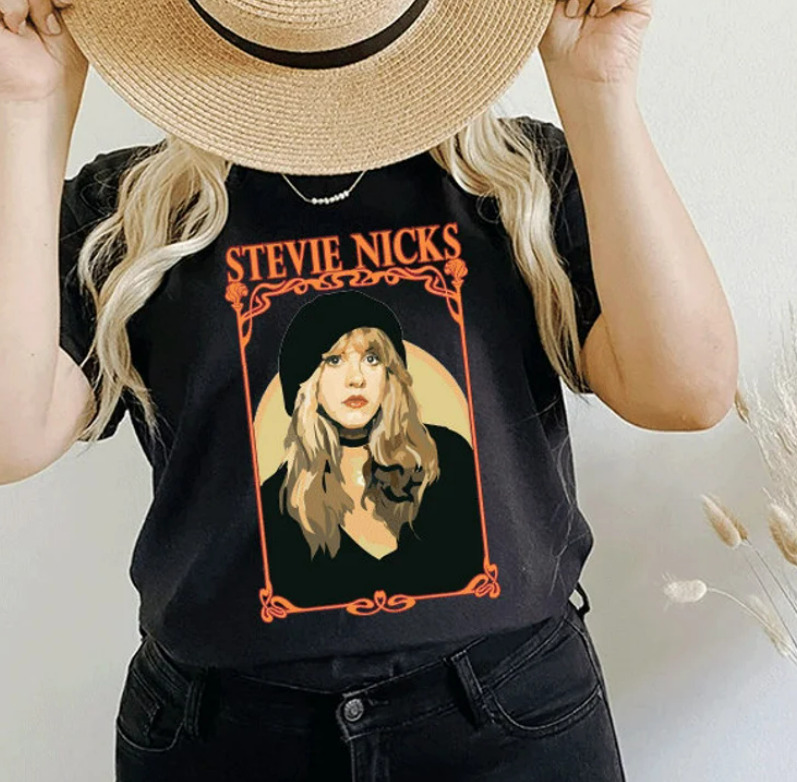 Stevie Nicks Shirt, Fleetwood Mac T Shirt Cotton Black Full Size Unisex Shirt