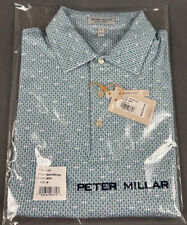 Peter Millar Golf Shirt Polo CS Summer Comfort Mans Manhattan Print Medium Green picture
