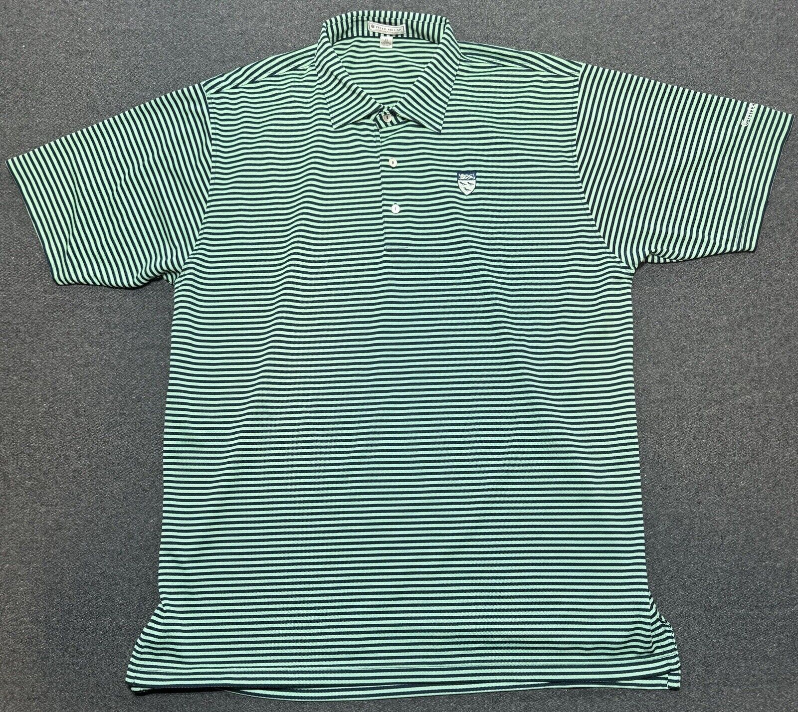 Peter Millar Summer Comfort Performance Golf Polo  Green Striped XL Embroidered