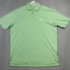 Peter Millar Polo Shirt Mens XL Green Striped Featherweight UPF Maples Golf Club picture