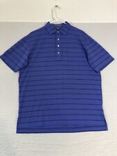 Peter Millar Summer Comfort Blue Polo Golf Shirt W/Green Stripes Men’s Size L. picture