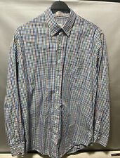 Peter Millar Shirt Mens Large L Blue Green Stripes Button Up Long Sleeve Cotton picture